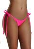 Swimsuit Tie Loop Brazilian Back Shirring Bikini Bottom Neon [Sanas] (M, (NP) Pink)