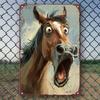 "Funny Vintage Horse Face Metal Tin Sign - Whimsical Animal Decor Art" for Street, Mall, Garage, Cafe, Home, Bar, Club
