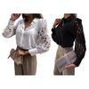 Splicing Design Long Sleeve Lapel Collar Shirt Tops Single Breasted Loose Fit Solid Color Shirt