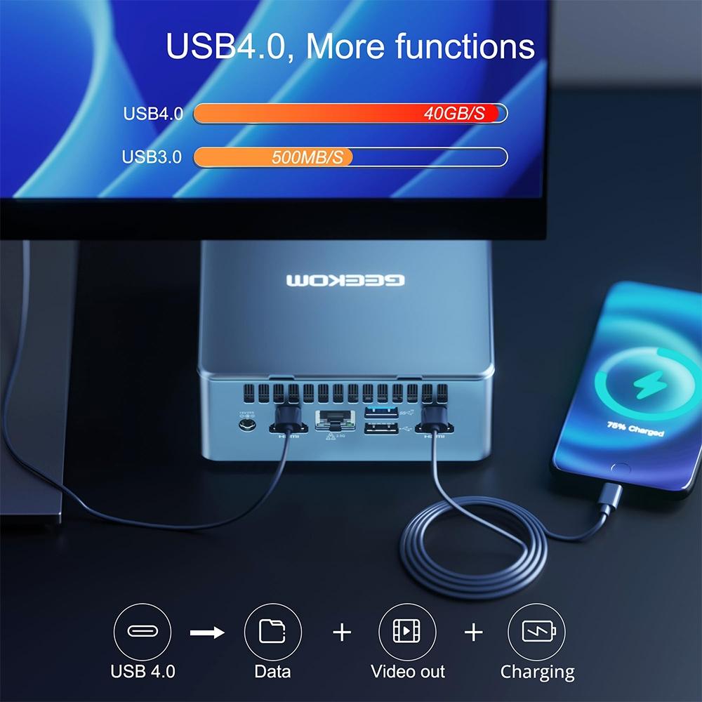 Мини-ПК GEEKOM IT 13, i5-13500H, 12 ядер, 16 потоков, частота до 4,7 ГГц, 16 ГБ оперативной памяти DDR4, твердотельный накопитель 512 ГБ, WiFi 6E Bluetooth 5.2