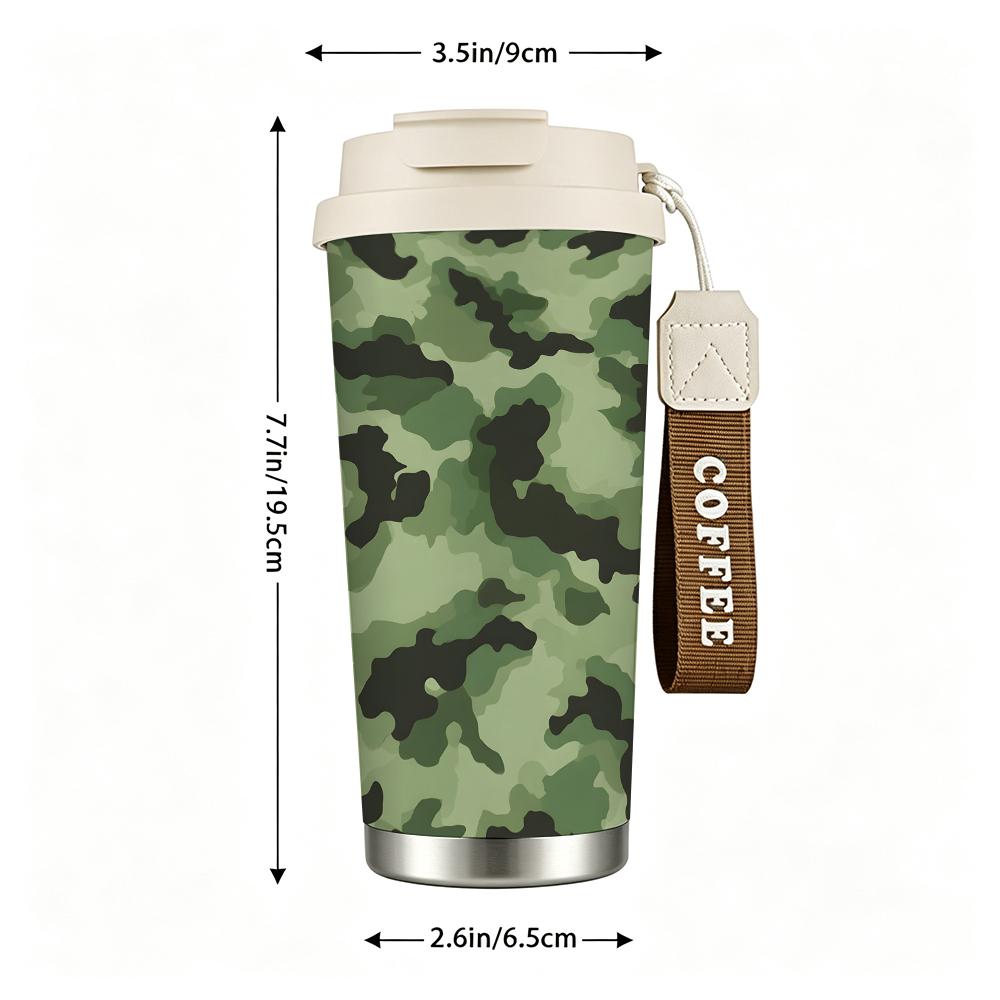 Outdoor Tactical Camouflage Pattern Stainless Steel Insulated Coffee Tumbler Reusable Vacuum Thermal Mug,Portable Leakproof Cup for Travel Sport