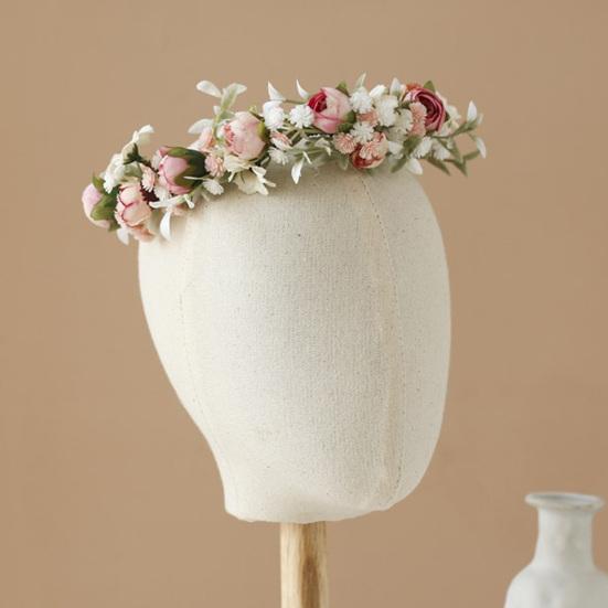 Головной убор с цветочной короной для женщин и девочек, головной убор с гирляндой из зеленых листьев, эластичный дизайн, головной убор с короной, аксессуары для волос