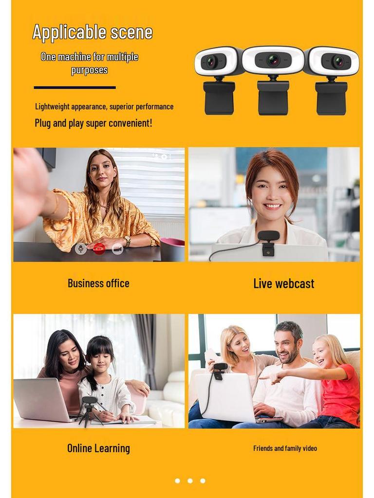 PC Webcam with Microphone, 2K/4K Streaming, USB, Full HD Autofocus, Driver-Free, Ideal for Online Classes