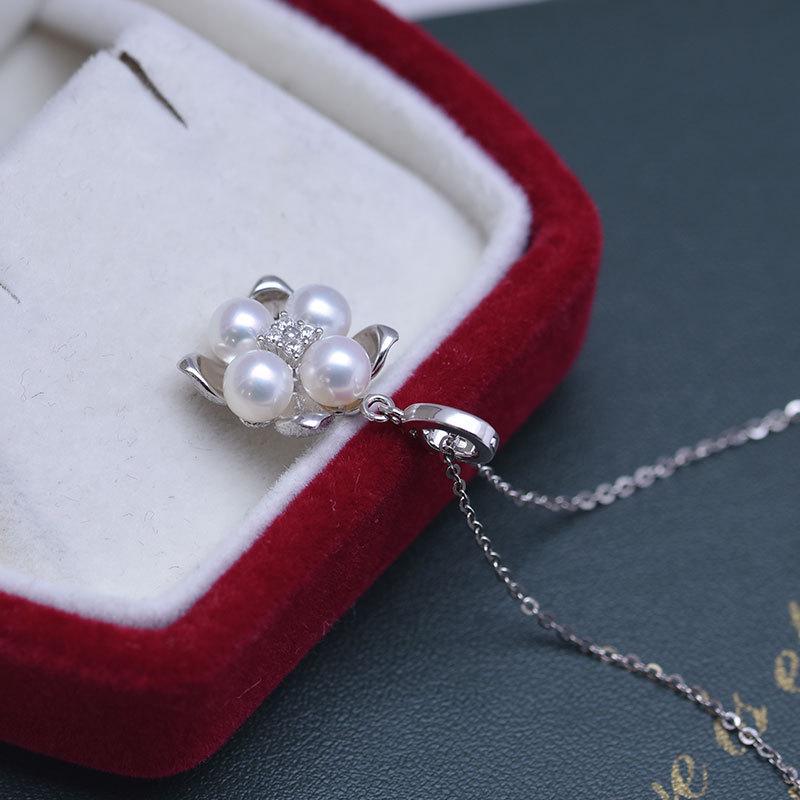 Подвеска-колье с жемчугом из пресной воды 5-6 мм с высокой степенью блеска на серебряной цепочке S925