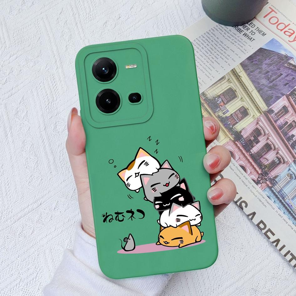 Чехол для телефона для Vivo V21E V23E V25E V27 Pro V9 V19 Neo V20SE Z1 Z3X Z5X, милый противоударный защитный чехол с изображением кота, мягкий силиконовый чехол для телефона Vivo, бампер