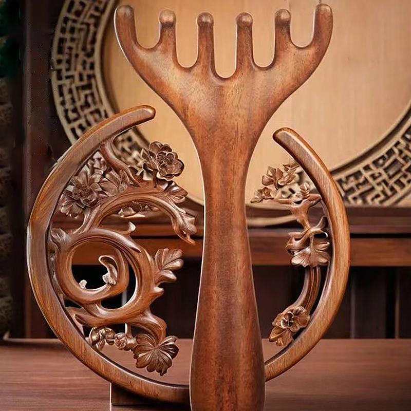 Массажная расческа с широкими зубьями из смолы и оленьего рога для разглаживания волос и улучшения кровообращения