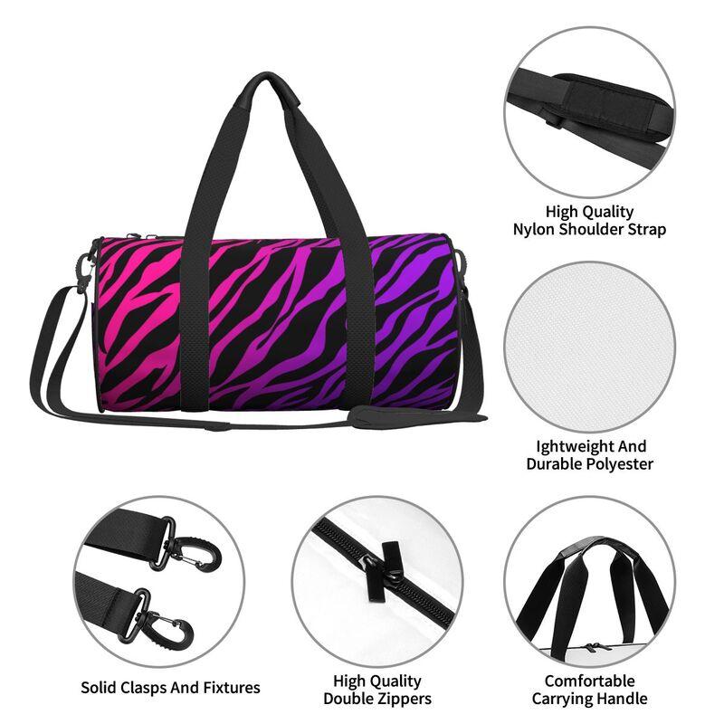 Zebra Stripe Print Travel Duffel Bags Unisex Portable Foldable Waterproof Carry on Luggage Bag Lightweight Yoga Gym Sports Bag