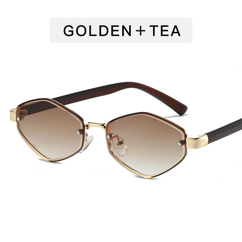 Fashion Small Polygonal Sunglasses Women Metal Rhombus Sun Glasses Ladies Hipster Sexy Cat Eye Shades Vintage