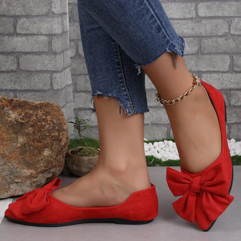 Women Flats Bow Pointed Toe Shoes Female Suede Walking Dress Shoes 2024 Spring Fashion Casual Sandals Shallow Zapatillas Mujer