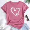 Summer Women's T-shirt Plus Size Heart and Dog Footprint Printed Top Soft and Elastic Casual Shirt Street Fashion Clothing