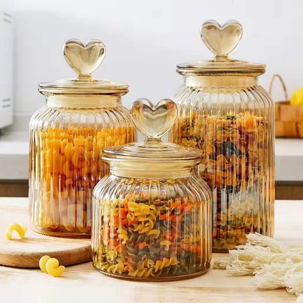 with Shape Lid Glass Sealed Jar Large Capacity Food Storage Container Grain Storage Bottle Nut