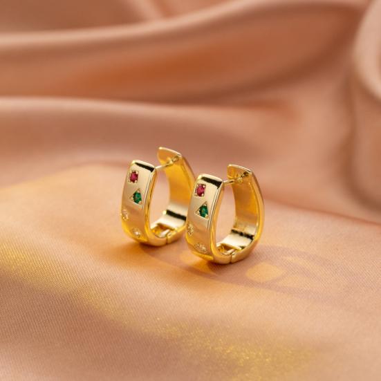 1 пара сережек Huggie, разноцветные стразы, полированный металл, U-образные, легкие украшения для ушей для вечеринки, свадьбы, клуба