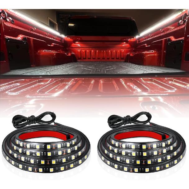 LivTee Truck Bed Lights, 3PCS 60 Inch 12V LED Light Strip with On-Off Switch Blade Fuse, 2-Way Splitter, Pickup Truck Accessories for Men - IP68