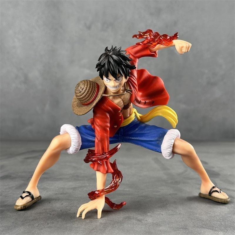 One Piece Red Coat And Straw Hat Battle Style Luffy Anime Action Figures Pvc Statue Collection Model Toy Birthday Ornamen Gifts