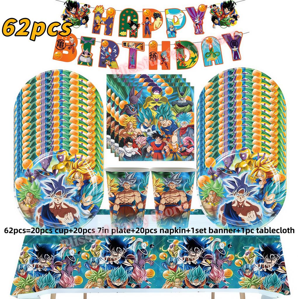 Dragons Ball Theme Birthday Decoration Party Supplies Goku Cup Plates Balloon for Kids Party Accessories Baby Shower Favors Gift