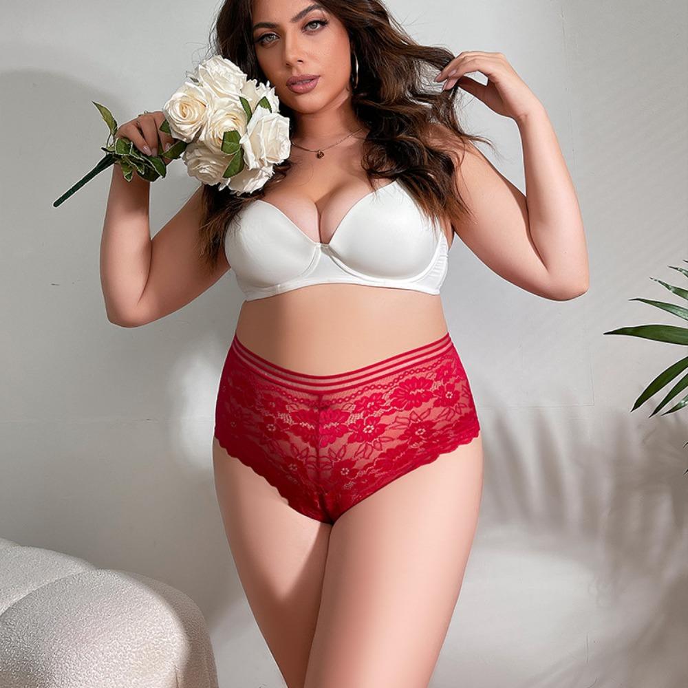 CFSC Women's Large Size Underwear Solid Color Print Lace Underwear