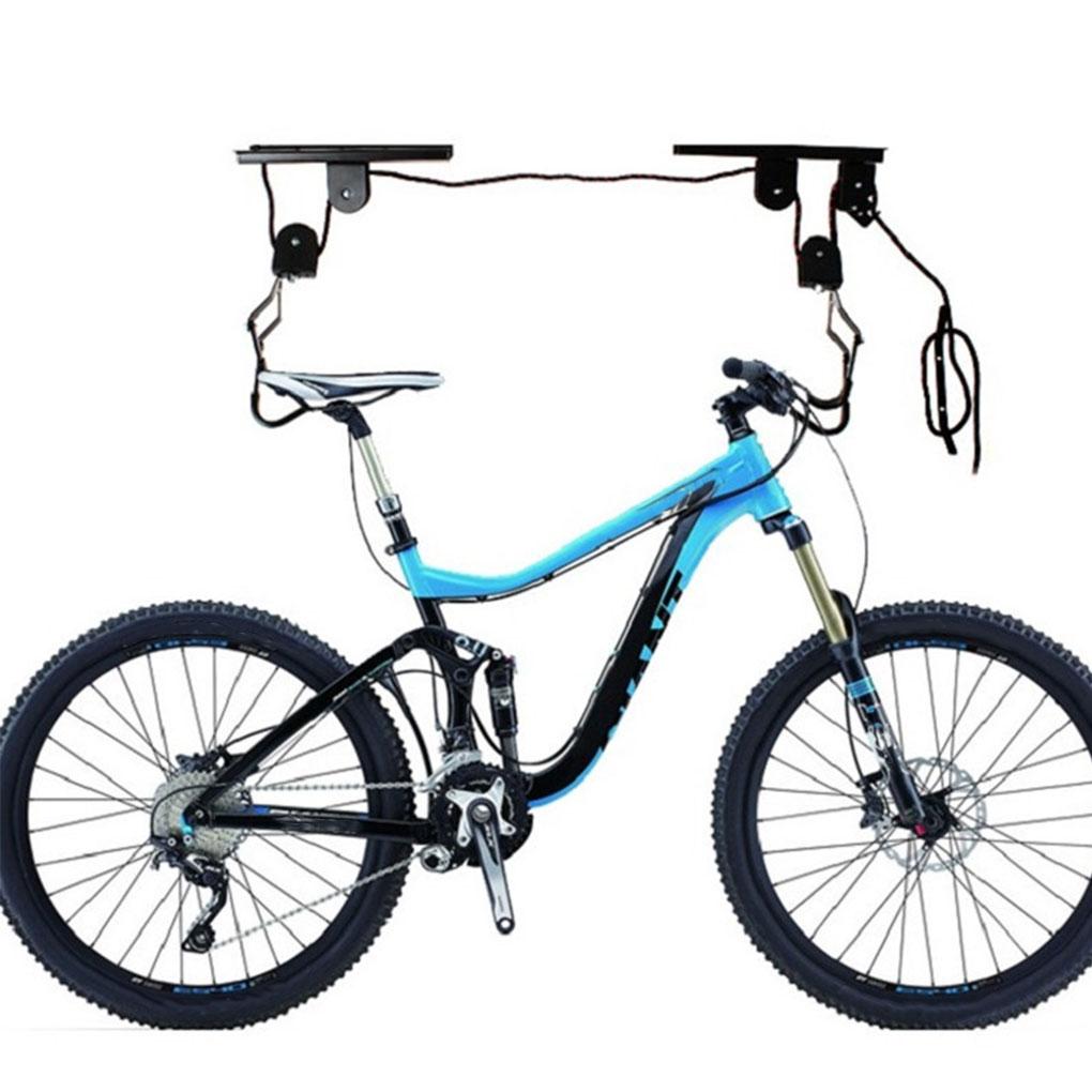 Mountain Bike Overhead Lift Pulley System Screw Mounted Bicycle Ceiling Wall Hangers Display Holder Hooks Space-saving