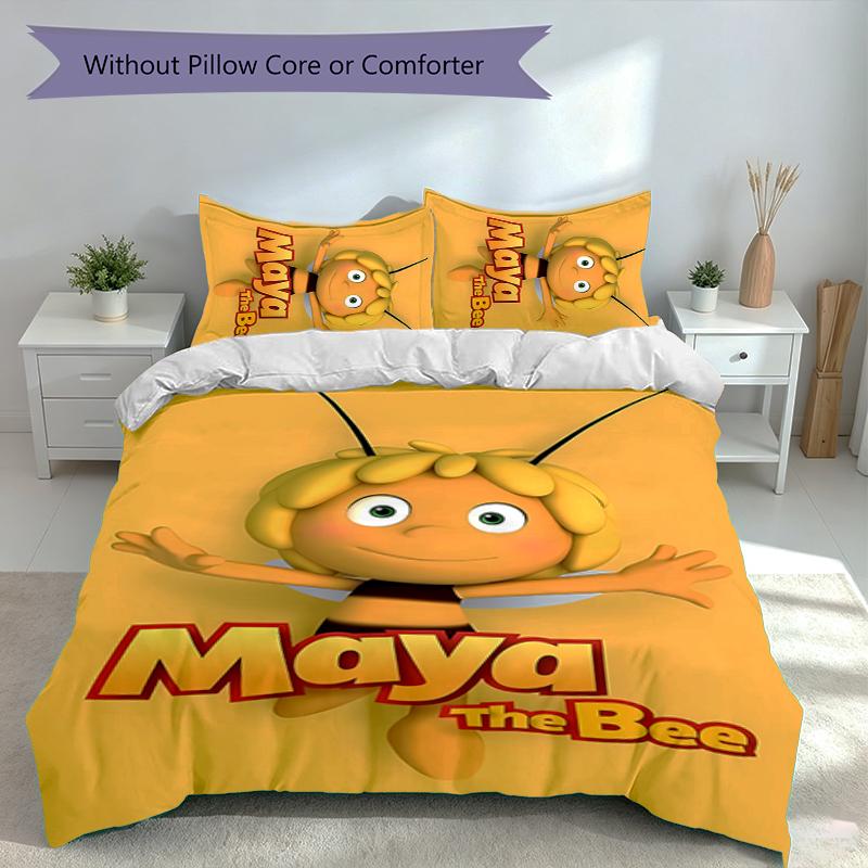 3pcs Maya the bee Duvet Cover Set, Includes 1 Duvet Cover and 2 Pillowcases,Skin-Friendly&Comfortable Fabric,Suitable Bedding Sets