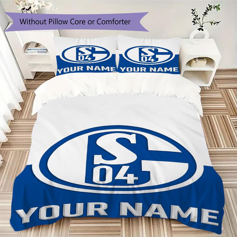 Custom Name FC Schalke 04 Bedding,Quilt Set Quilt Cover Pillowcase Home Birthday Gift(1 * duvet cover + 2 * pillowcase, without core)_xia