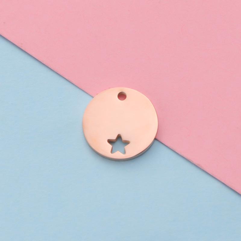 Зеркальный титановый стальной круглый кулон с гравированными звездами пентаграммы - аксессуар для изготовления украшений своими руками