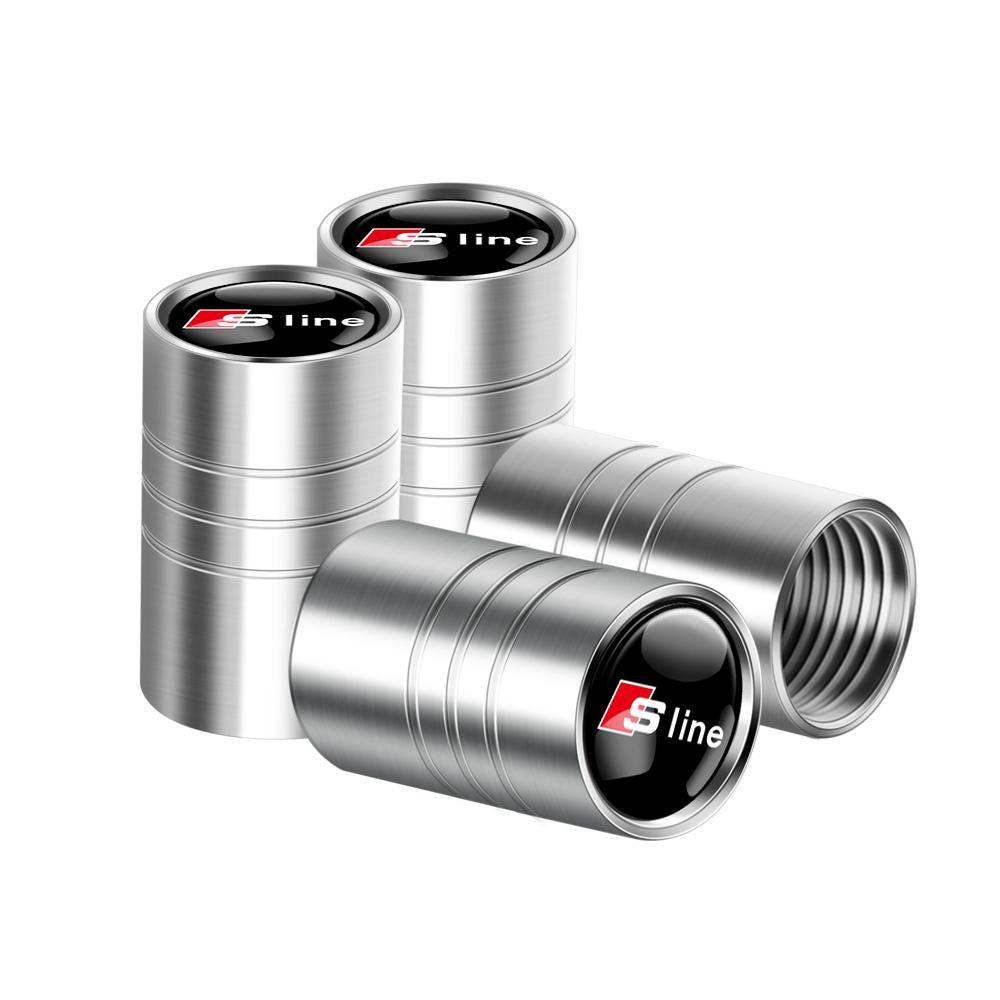 4pcs 3D Metal Car Wheel Tire Valve Caps Tyre Rim Stem Covers Accessories For Audi OOOO SLINE RS S TT A1 A3 8P 8V A4 A5 A6 A7 A8L