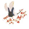 Enamel Flower Crane Brooches For Women Unisex Bird Animal Party Brooch Pins Gift