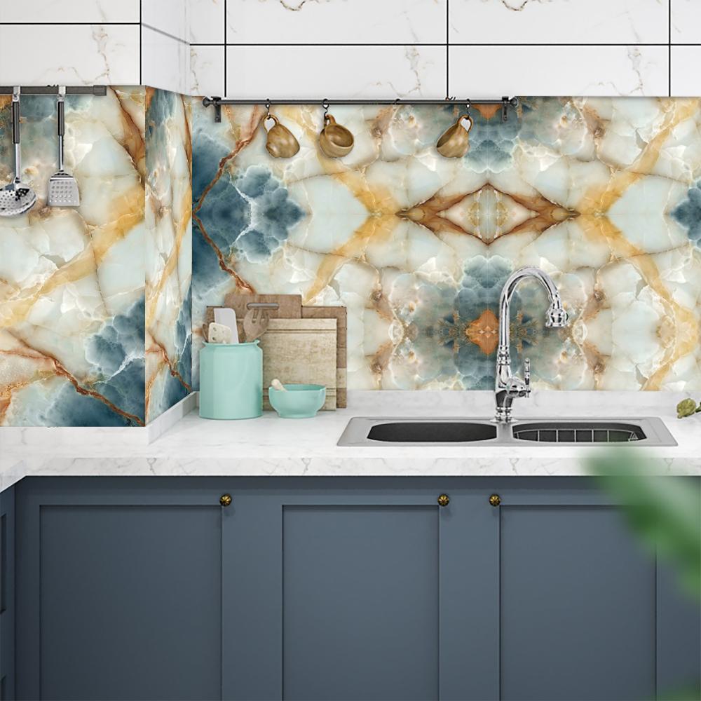 10 шт., наклейка на мраморную плитку для кухонного шкафа, тиснение, наклейки на стены, домашний декор, самоклеящиеся хрустальные твердые пленки, художественные обои