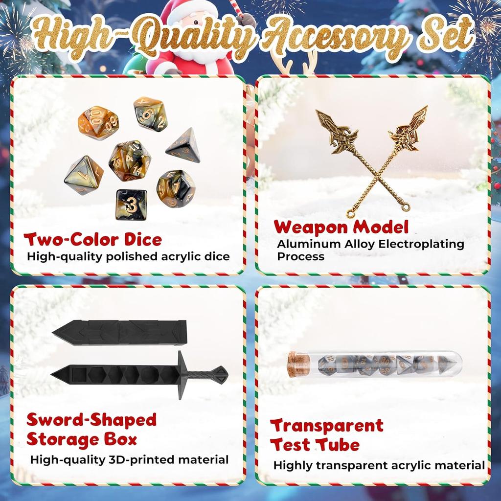 Рождественский Адвент-календарь 2025 Таинственный набор кубиков DND Адвент-календарь на 24 дня для ролевой настольной игры Dungeons and Dragons RPG MTG