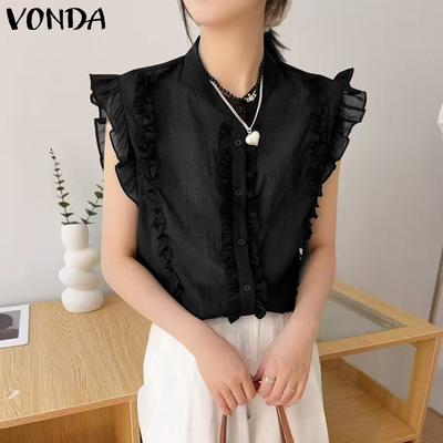 Женские топы без рукавов с оборками и плиссировкой в повседневном стиле