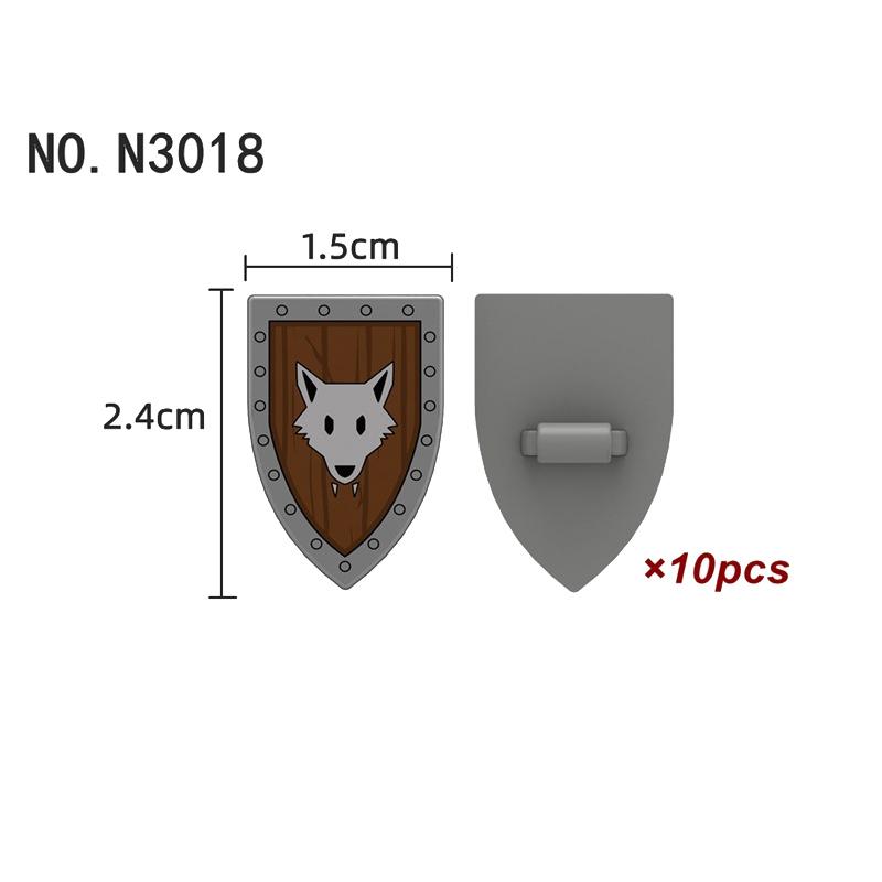 Medieval Castle Green Dragon Knight Building Blocks Figure Accessory Shield Vest Warhorse Cape Orc Flag Mount Wolf Toy Gift D123