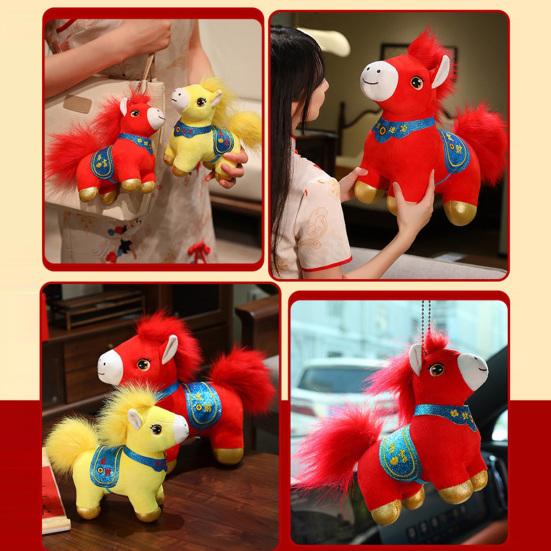 Плюшевая кукла-лошадь для 2026 года Лошади Благоприятные благословения Символ удачи Кукла Новогодние благословения Украшение