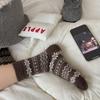 Зимние и Осенние Толстые и Теплые Шерстяные Носки для Детей. Носки-пуловер средней длины в стиле Fair Isle с ретро-снежинками в паре с обувью Boodles.