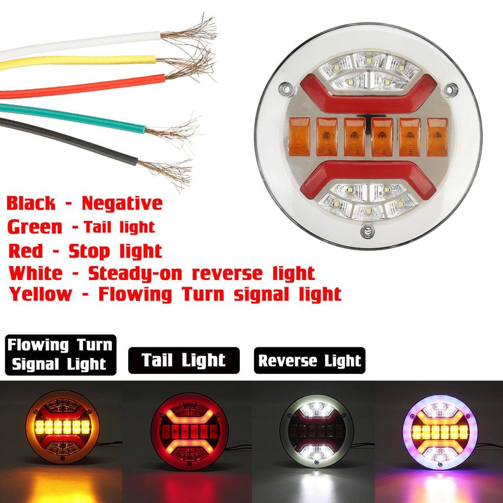 1/2/4x Waterproof LED Trailer Truck Rear Tail Light Taillight Reverse Brake Stop Lights Car Bus Caravan Flowing Turn Signal Lamp