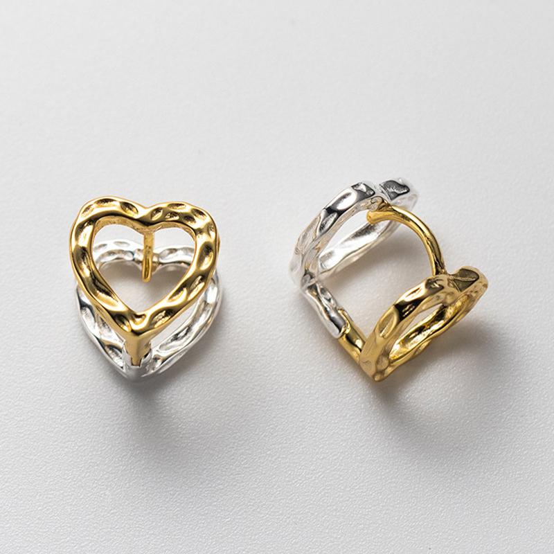 foxanry Серьги-гвоздики серебряного цвета для предотвращения аллергии для женщин, модные креативные полые серьги с сердечками и геометрическими геометрическими украшениями ручной работы, вечерние украшения