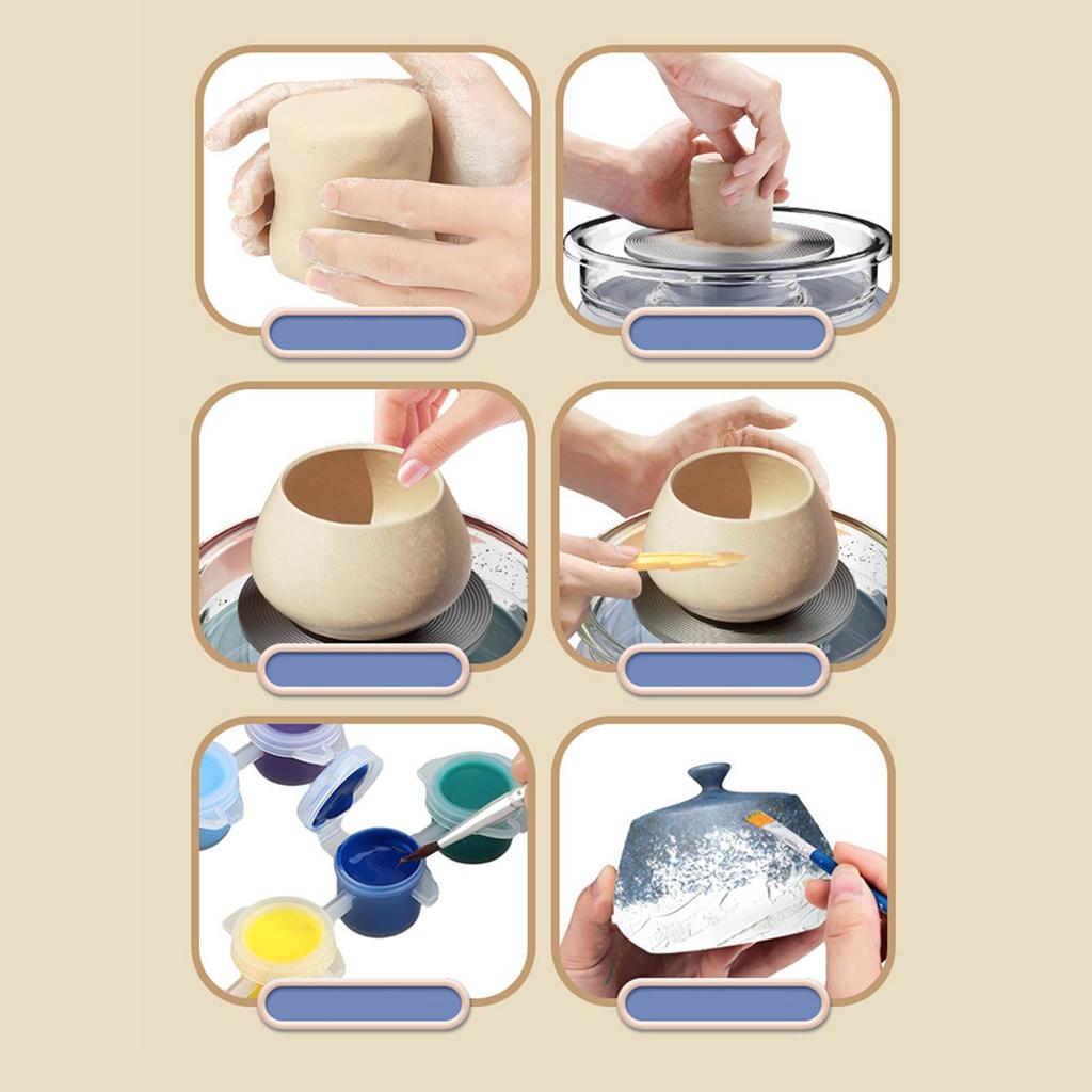 Mini Pottery Wheel Kit Compact Electric Clay for Beginners Kids Adults Gray