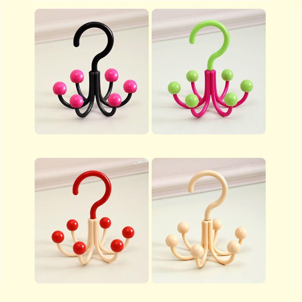 6pcs Six Claws Rotating Hook Portable Space-Saving Dopamine Hook Hanger Plastic Hat Tie Bag Hook Clothes Display