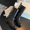 New Mid Calf Women Autumn Women Botas Simple Flat Heel Boots Women's Ankle Boots British Style Women's Booties Q326