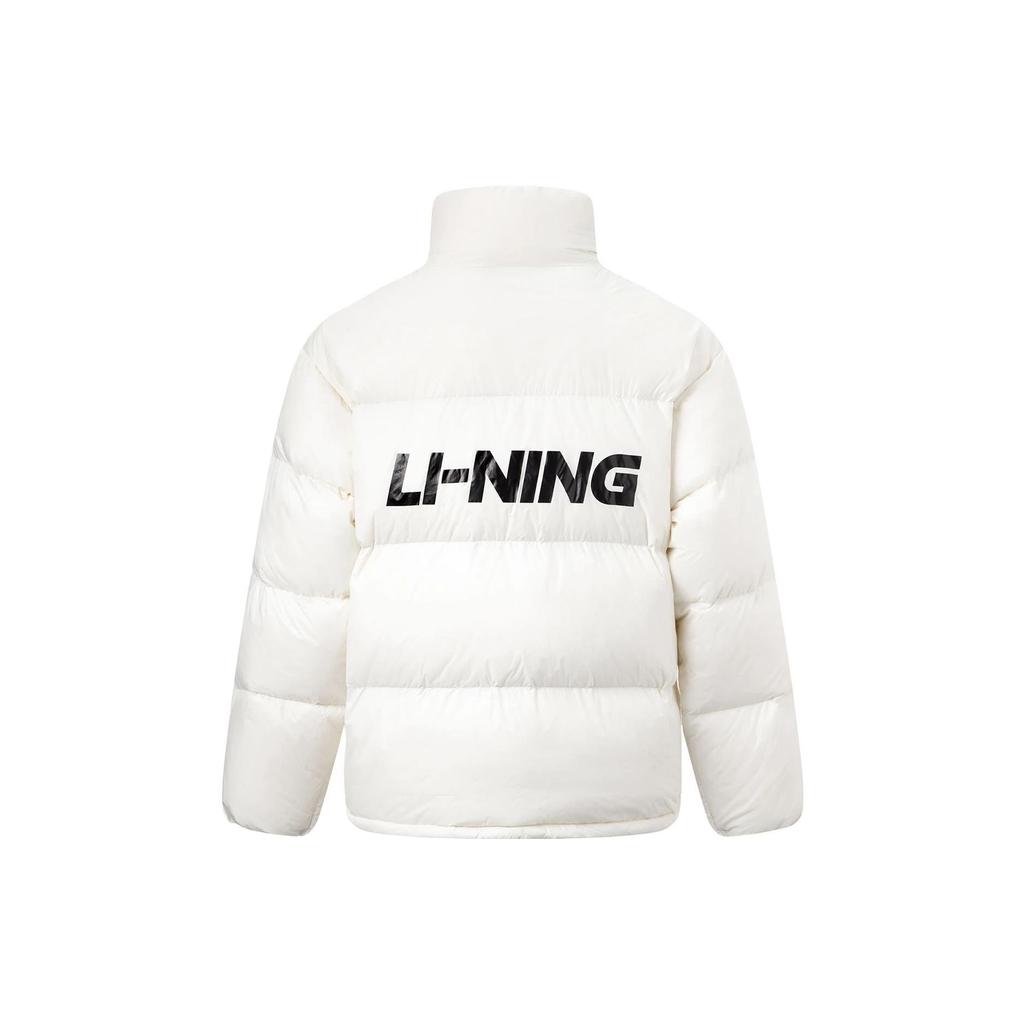 Li Ning Sports Lifestyle Series Letter Logo Print Windproof Free Short Down Jacket Unisex Jacket Off-White AYMT349-2