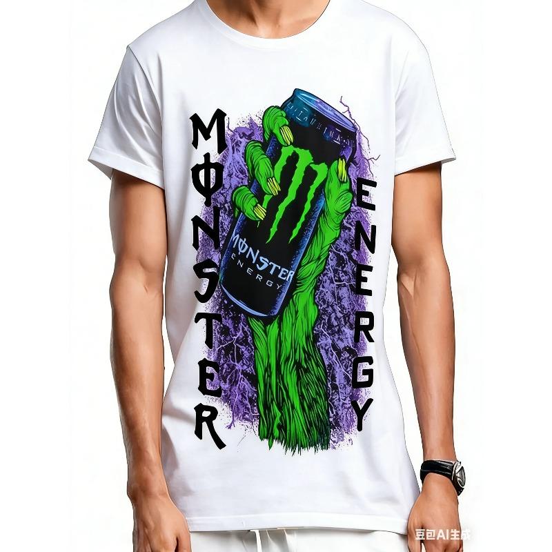 Мужская футболка с принтом узора банки Monster Energy для уличного стиля, удобная для мотогонок, совершенно новая модель 2026 года