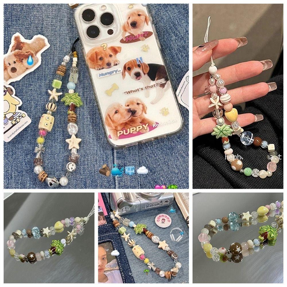 Акриловая цепочка для телефона с кокосовыми бусинами, кокосовая пальма, шнурок для смартфона, кулон-украшение