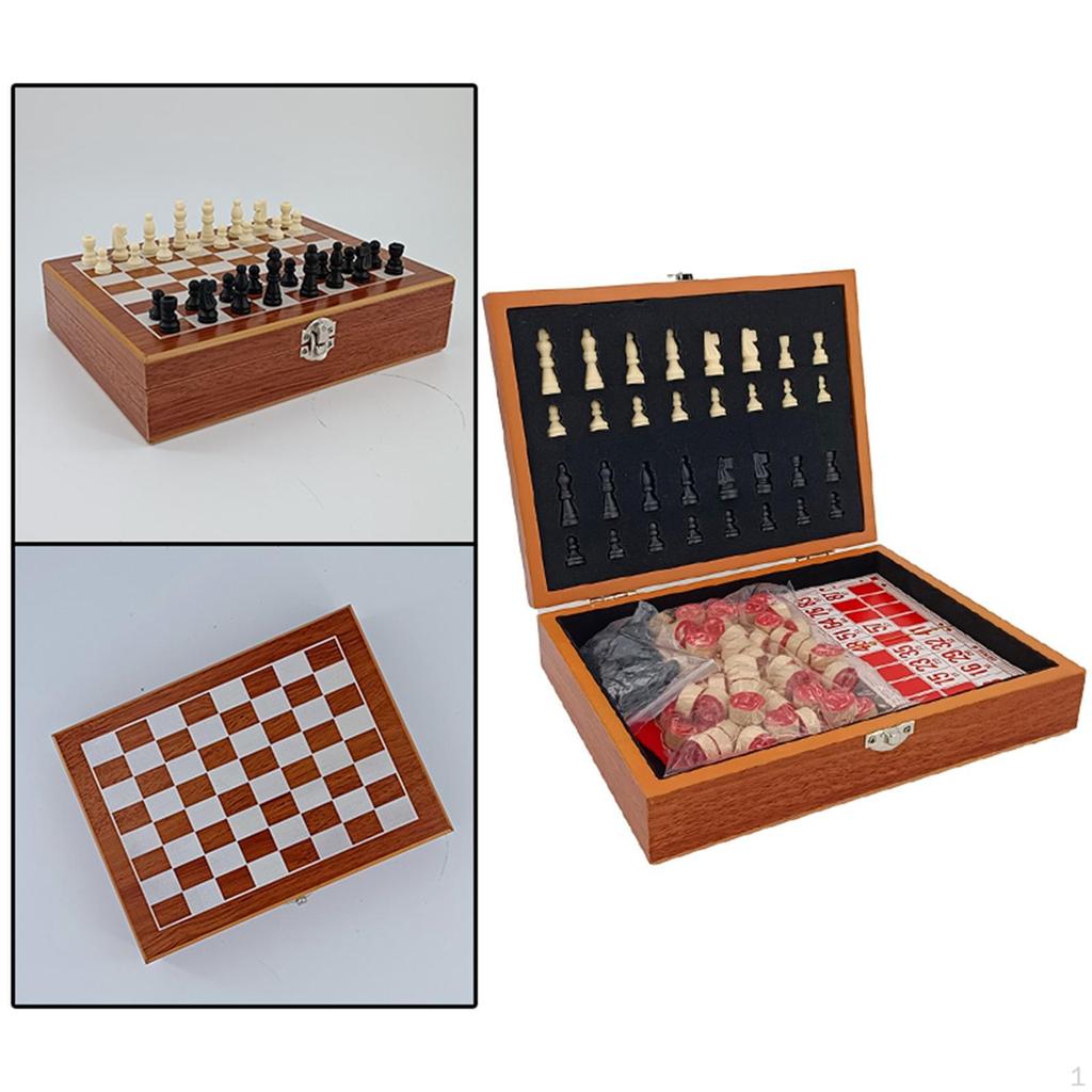 Wooden Chess Set Folding Magnetic Chessboard with Solid Pieces