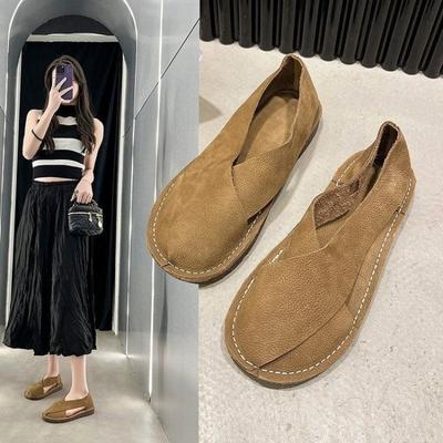 ~ Летние сандалии большого размера женские с сумкой на носок на плоской подошве с боковыми вырезами одинарные туфли на одном ремешке ретро повседневная женская обувь