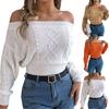 Women's Loose Solid Color Off-shoulder Sweater Long Sleeve Pullover Top