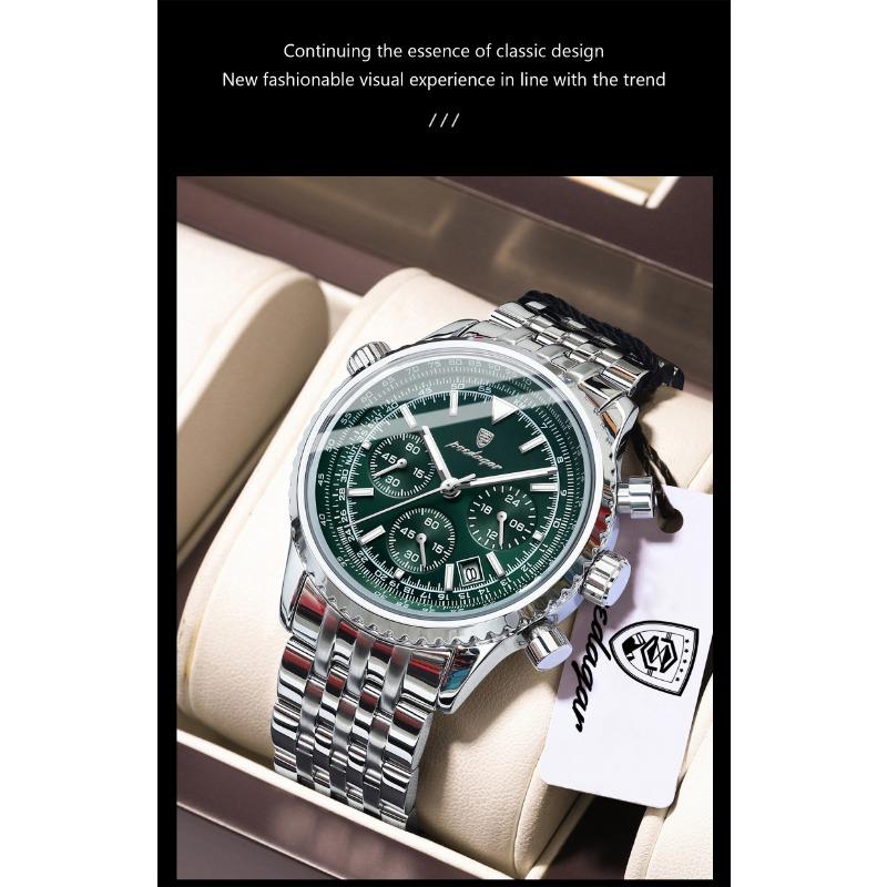 POEDAGAR Casual Man Clock Chronograph Date Waterproof Luminous Quartz Watches Stainless Steel Fashion Wristwatch Reloj