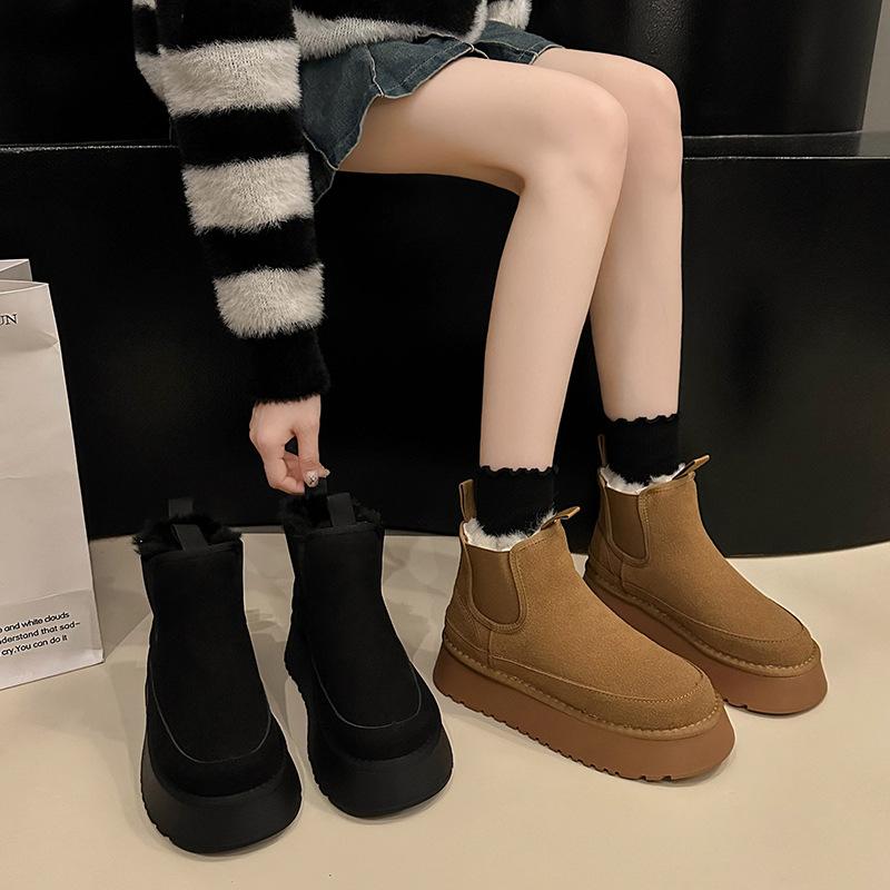 Thick-soled Heightening Snow Boots Women's 2025 New Piled Thickened Short Cotton Boots Sangpo Village Northeast Snow Cotton Shoes
