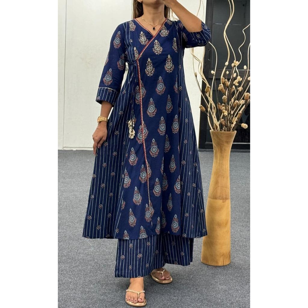 Women Indian Pakistani Kurta Pant Dupatta Suit Set Party Wear Top Tunic Kurti VF-1895a