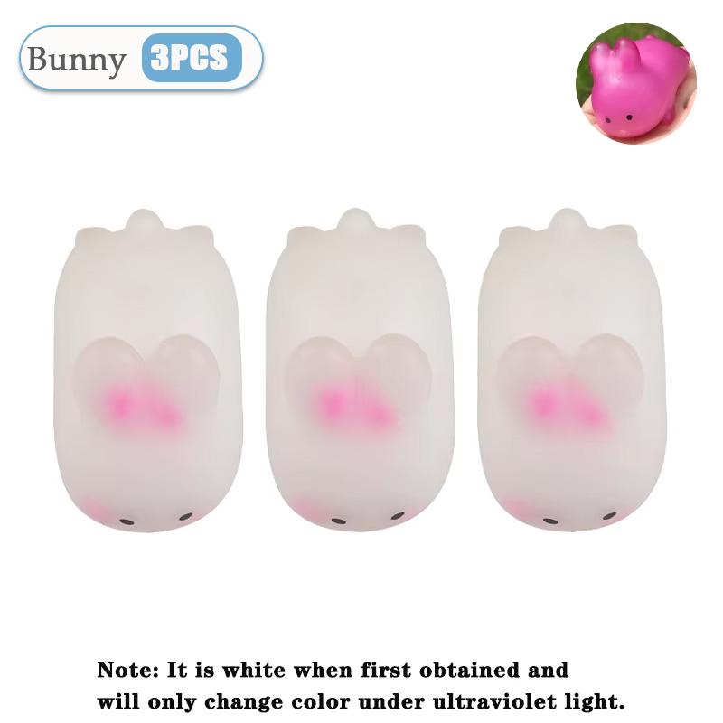 1-20PCS Creative Easter Color Changing Bunny Toy Soft Breathable Sun Activated Kawaii Stress Relief Squeeze Children Gift