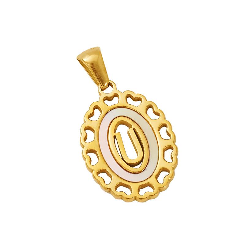 New Fashion Versatile Stainless Steel Letter Necklace 18k Gold Hollow Hip Hop Street Titanium Steel Pendant