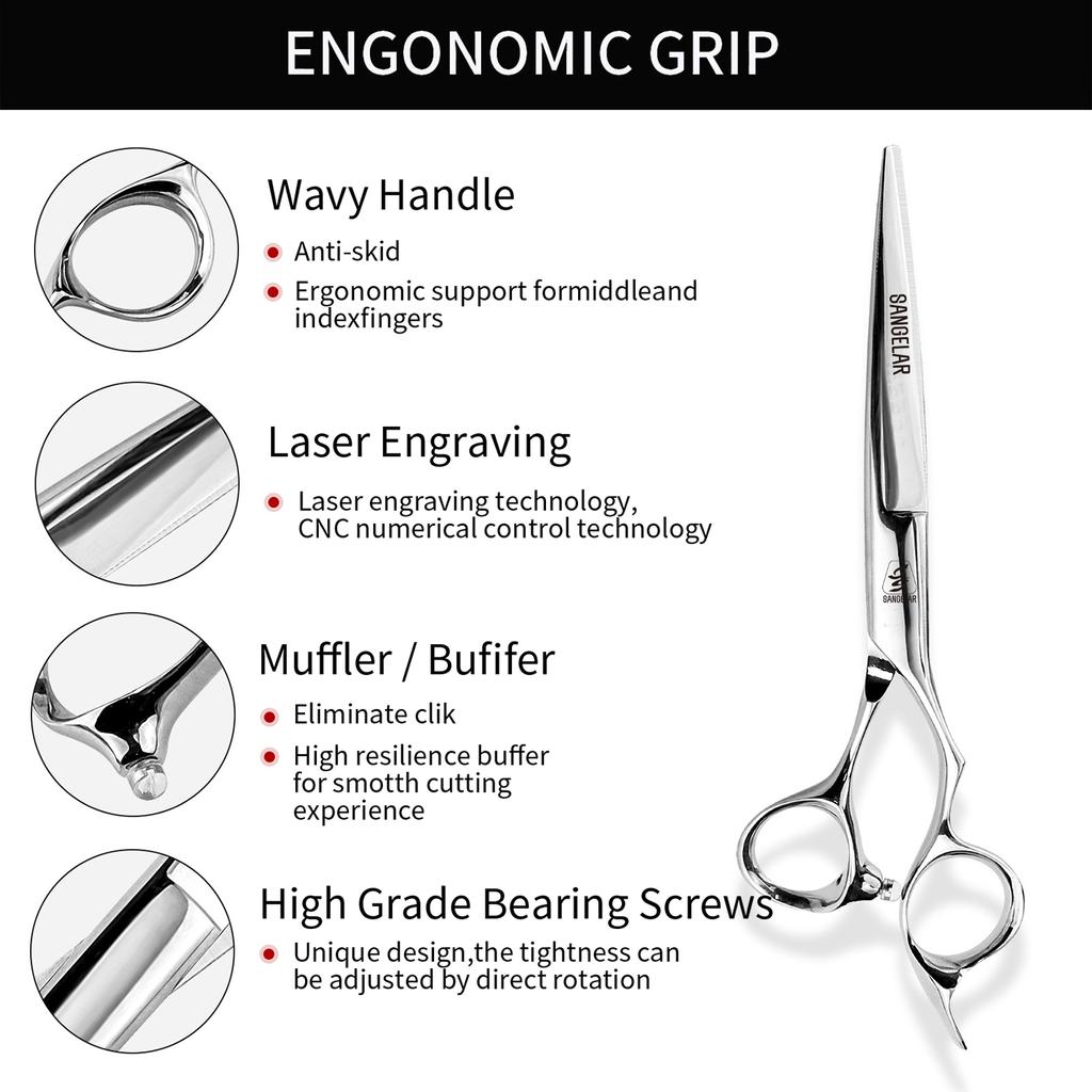 Ножницы для стрижки и парикмахерские ножницы Sangelar длиной 6 дюймов, ножницы из нержавеющей стали премиум-класса с гладкими и острыми лезвиями для салонов (Бесплатная сумка)