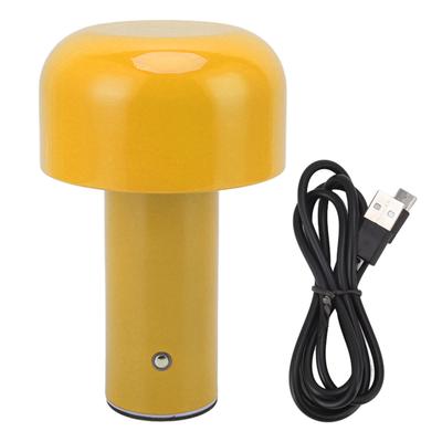Светодиодная настольная лампа с грибовидным дизайном, зарядка через USB, 3-цветная сенсорная настольная лампа для ресторана